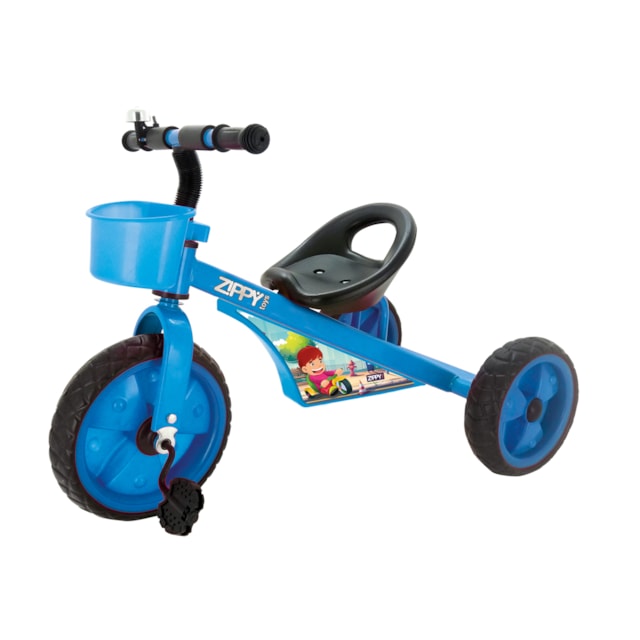 Triciclo Escolar com Buzina e Cestinha 80cm Zippy Toys Azul