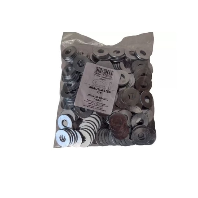 Unidade de Arruela Lisa Zincada 3/8 Pol. - NEW FIX Unidade de Arruela Lisa Zincada 3/8 Pol. - NEW FIX