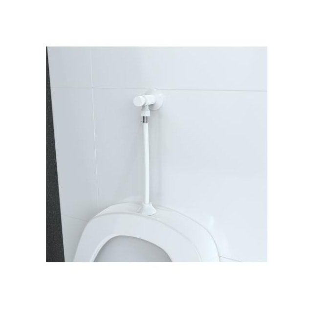 Válvula para Mictório com Canopla e Flexível 30cm Branca - BLUKIT Válvula para Mictório com Canopla e Flexível 30cm Branca - BLUKIT