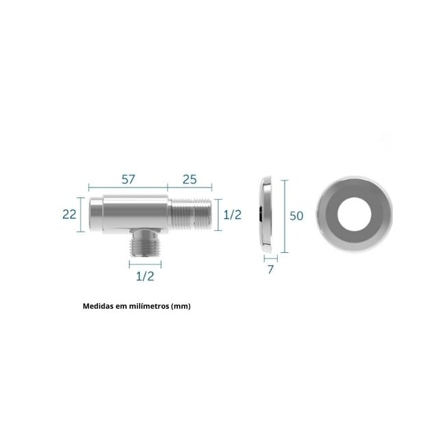 Válvula para Mictório com Canopla e Flexível 30cm Cromada - BLUKIT Válvula para Mictório com Canopla e Flexível 30cm Cromada - BLUKIT