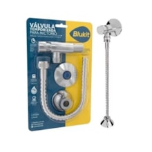 Válvula para Mictório com Canopla e Flexível 30cm Cromada - BLUKIT Válvula para Mictório com Canopla e Flexível 30cm Cromada - BLUKIT