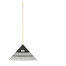 Vassoura de Jardim com 22 Dentes Plástica Preta com Cabo 54,5cm - MAX FERRAMENTAS