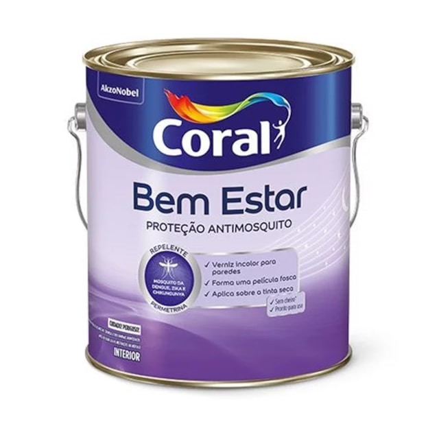 Verniz Fosco Incolor Coral Proteção Bem Estar Antimosquito 3,6 Litros - CORAL