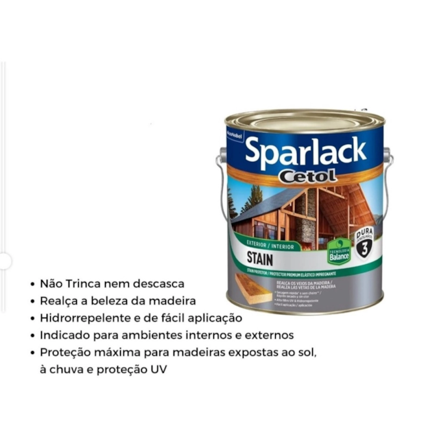 Verniz Sparlack Cetol Stain Balance Acetinado UV Glass 3,6 Litros - CORAL