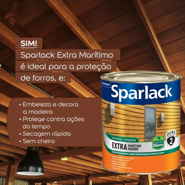 Verniz Sparlack Extra Marítimo Balance Acetinado 3,6 Litros a Base de Água - CORAL Verniz Sparlack Extra Marítimo Balance Acetinado 3,6 Litros a Base de Água - CORAL