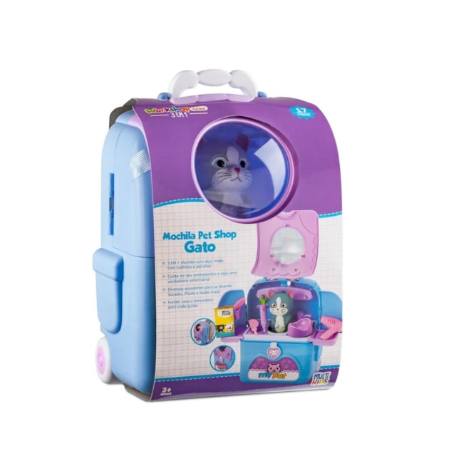 Workshop Jr. Mochila Pet Shop com Acessórios Multikids Gato